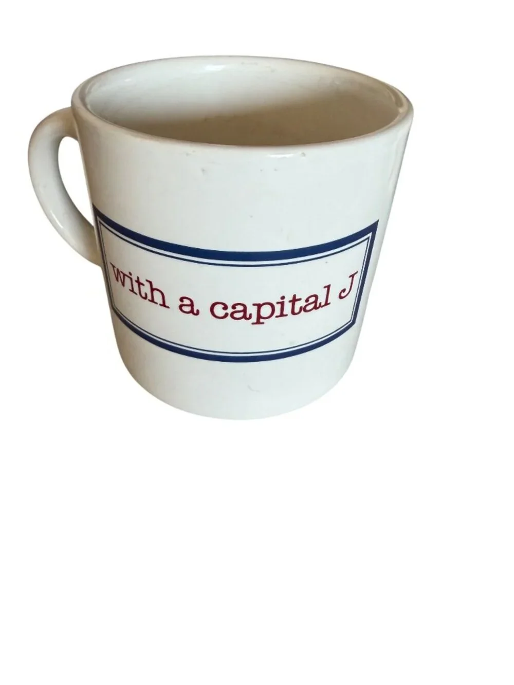 Joe Mug With Capital J Design By Grindley England White Ceramic 10 oz Capacity V